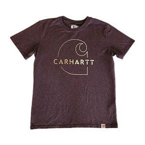 Carhartt Womens Loose Fit Graphic T-Shirt Sz S Purple Heavyweight Short Sleeve